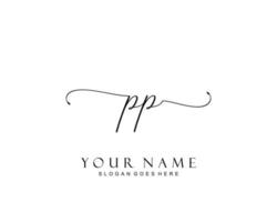 Initial PP beauty monogram and elegant logo design, handwriting logo of initial signature, wedding, fashion, floral and botanical with creative template. vector