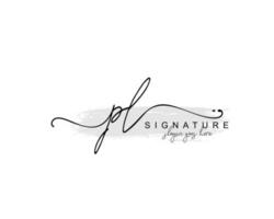 Initial PL beauty monogram and elegant logo design, handwriting logo of initial signature, wedding, fashion, floral and botanical with creative template. vector