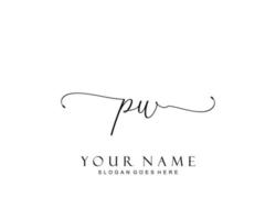Initial PW beauty monogram and elegant logo design, handwriting logo of initial signature, wedding, fashion, floral and botanical with creative template. vector