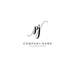 Initial PJ beauty monogram and elegant logo design, handwriting logo of initial signature, wedding, fashion, floral and botanical with creative template. vector
