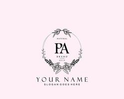 Initial PA beauty monogram and elegant logo design, handwriting logo of initial signature, wedding, fashion, floral and botanical with creative template. vector