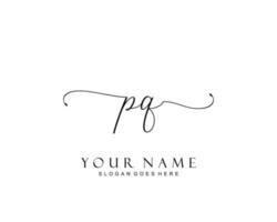Initial PQ beauty monogram and elegant logo design, handwriting logo of initial signature, wedding, fashion, floral and botanical with creative template. vector