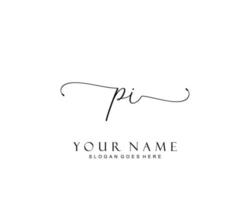 Initial PI beauty monogram and elegant logo design, handwriting logo of initial signature, wedding, fashion, floral and botanical with creative template. vector