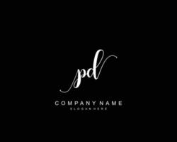 monograma de belleza pd inicial y diseño de logotipo elegante, logotipo de escritura a mano de firma inicial, boda, moda, floral y botánica con plantilla creativa. vector