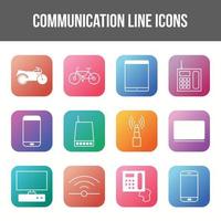 Unique communication vector line icon set