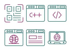 conjunto de iconos de vector de codificación