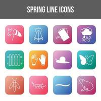 Unique spring vector line icon set