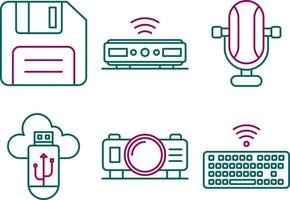 conjunto de iconos de vector de computadora y hardware