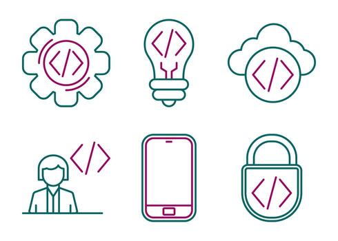 conjunto de iconos de vector de codificación