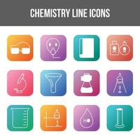 conjunto de iconos de línea de vector de química única