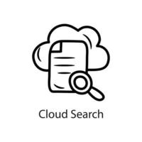 Cloud Search Outline Icon Design illustration. Data Symbol on White background EPS 10 File vector