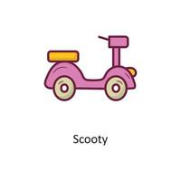 ilustración de diseño de icono de contorno lleno de vector scooty. símbolo de vacaciones en el archivo eps 10 de fondo blanco