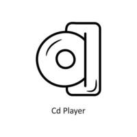 ilustración de diseño de icono de contorno de vector de reproductor de cd. símbolo de juego en el archivo eps 10 de fondo blanco