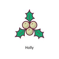 Holly vector filled outline Icon Design illustration. Holiday Symbol on White background EPS 10 File