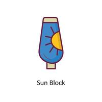ilustración de diseño de icono de contorno lleno de vector de bloque solar. símbolo de vacaciones en el archivo eps 10 de fondo blanco