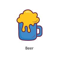 ilustración de diseño de icono de contorno lleno de vector de cerveza. símbolo de vacaciones en el archivo eps 10 de fondo blanco