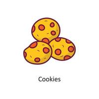 ilustración de diseño de icono de contorno lleno de vector de cookies. símbolo de vacaciones en el archivo eps 10 de fondo blanco