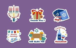 colección de pegatinas de chat de hanukkah vector