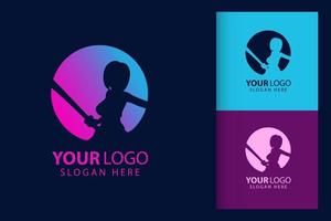 Samurai woman logo. Colorful symbol template vector branding design. Isolated with soft background.