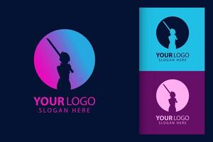 Samurai woman logo. Colorful symbol template vector branding design. Isolated with soft background.