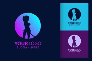 Samurai woman logo. Colorful symbol template vector branding design. Isolated with soft background.