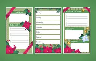 Poinsettias Journal Template With Ornaments vector