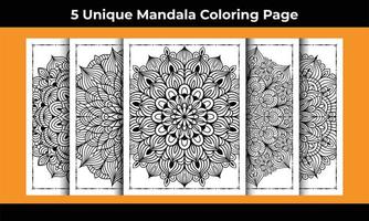 05 Unique Adult Mandala Coloring Page Interior vector