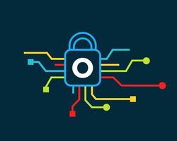 letra o logotipo de seguridad cibernética. ciberprotección, tecnología, biotecnología y alta tecnología vector