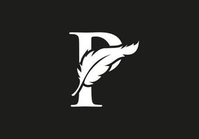 Letter P Feather Logo Design vector