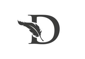 Letter D Feather Logo Design vector