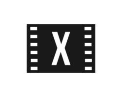 logotipo de película en movimiento en la letra x. cartel de película, logotipo de producción cinematográfica vector