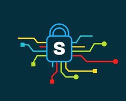 Letter S Cyber Security Logo. Cyber Protection, Technology, Biotechnology and High Tech vector