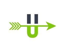 Letter U Success, Target Arrow Logo Design Vector Template