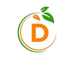 Letter D Eco Logo Concept with Leaf Symbol vector