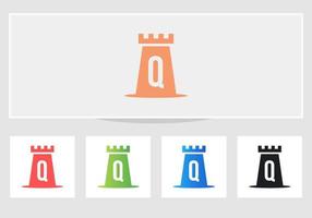 logotipo del castillo de la letra q. diseño del logotipo del rey del castillo vector