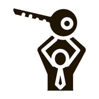 Man Holding Key Icon Vector Glyph Illustration
