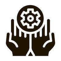 Hands Hold Gear Icon Vector Glyph Illustration