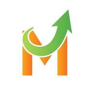 Letter M Financial Logo. Initial Growth Arrow Concept. Fundraising Financial And Accounting Management Logo Design Template vector