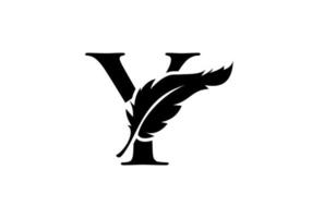 Letter Y Feather Logo Design vector