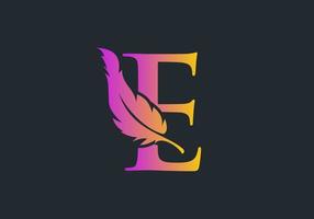 Letter E Feather Logo Design vector