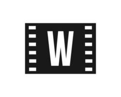 logotipo de película en movimiento en la letra w. cartel de película, logotipo de producción cinematográfica vector