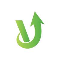 logotipo financiero de la letra v. concepto de flecha de crecimiento inicial. plantilla de diseño de logotipo de gestión financiera y contable de recaudación de fondos vector