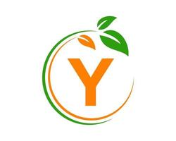 Letter Y Eco Logo Concept with Leaf Symbol vector