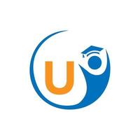 Letter U Education Logo Template. Education Logo Initial Education Hat Concept vector