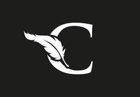 Letter C Feather Logo Design vector