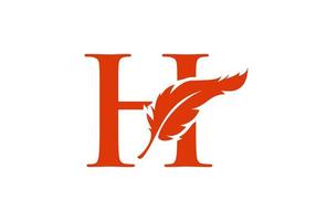 Letter H Feather Logo Design vector