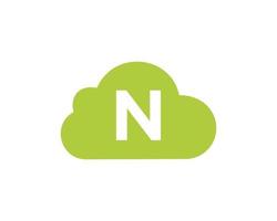 plantilla de vector de diseño de logotipo de nube de letra n