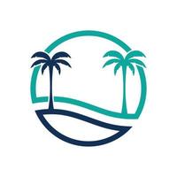 Ilustración de vector de plantilla de logotipo de verano de palmera