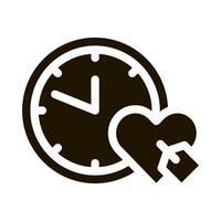 Clock Time Heart Icon Vector Glyph Illustration