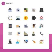 Pack of 25 Modern Flat Colors Signs and Symbols for Web Print Media such as trend plot music crosshair formula Editable Vector Design Elements